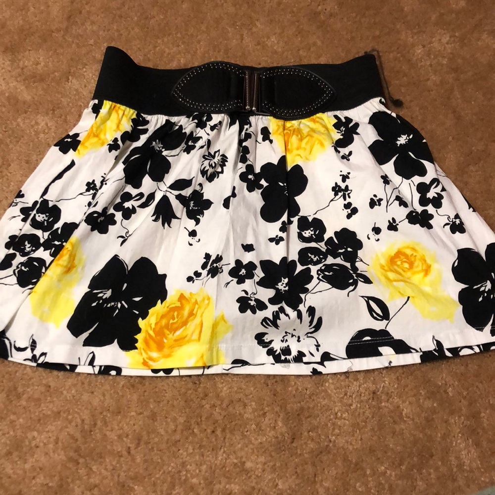 Yellow and black floral skirt